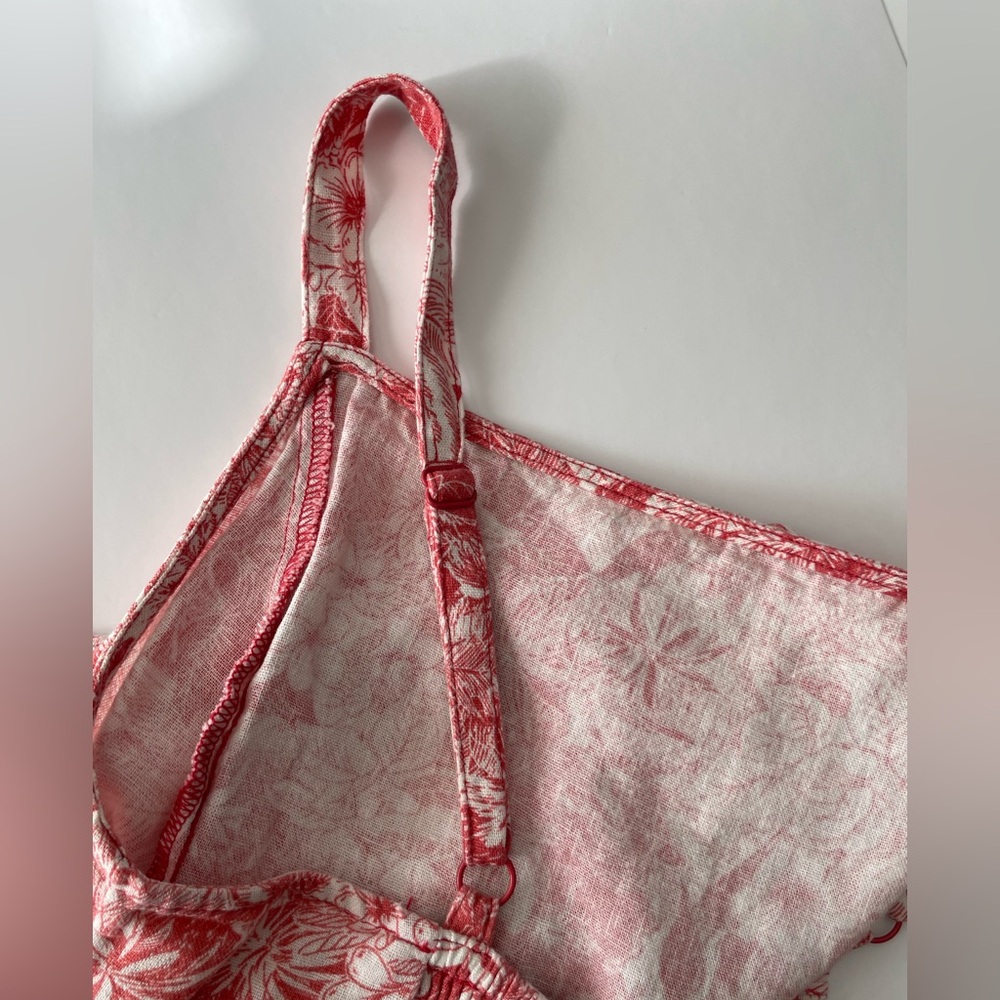 OLD NAVY Ecru Coral Tropical Floral Maxi Sundress Adjustable Straps Size S - Picture 6 of 12